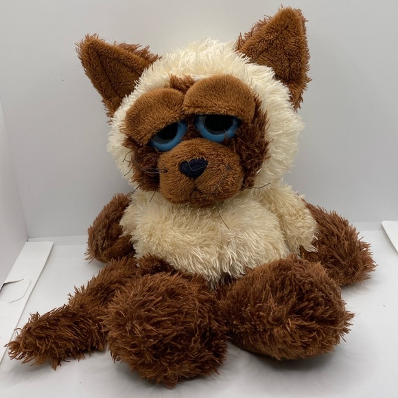 Ganz Siamese Cat Big Pop Eyes H6774 Brown Cream Plush Stuffed Animal Toy 11 inch - Picture 1 of 10